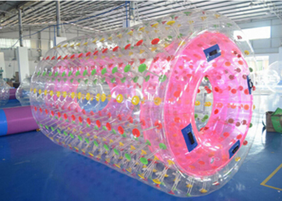 중국 분홍색 팽창식 물 롤러 2.4m*2.2m*1.6m의 호수를 위한 팽창식 물 장난감 협력 업체